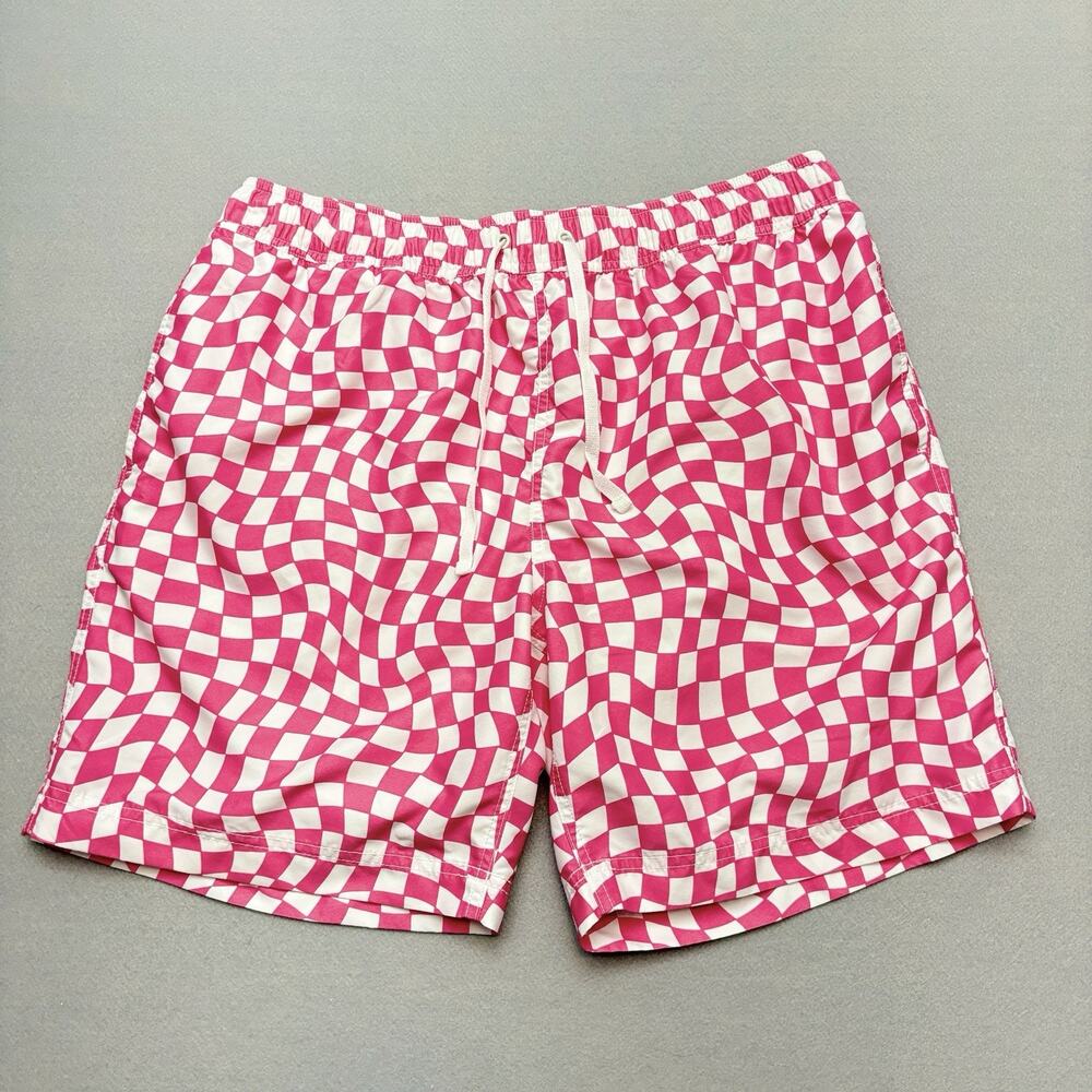 Hanna Andersson Swim Trunks Pink White Check Family Matching Board Short Mens XL
